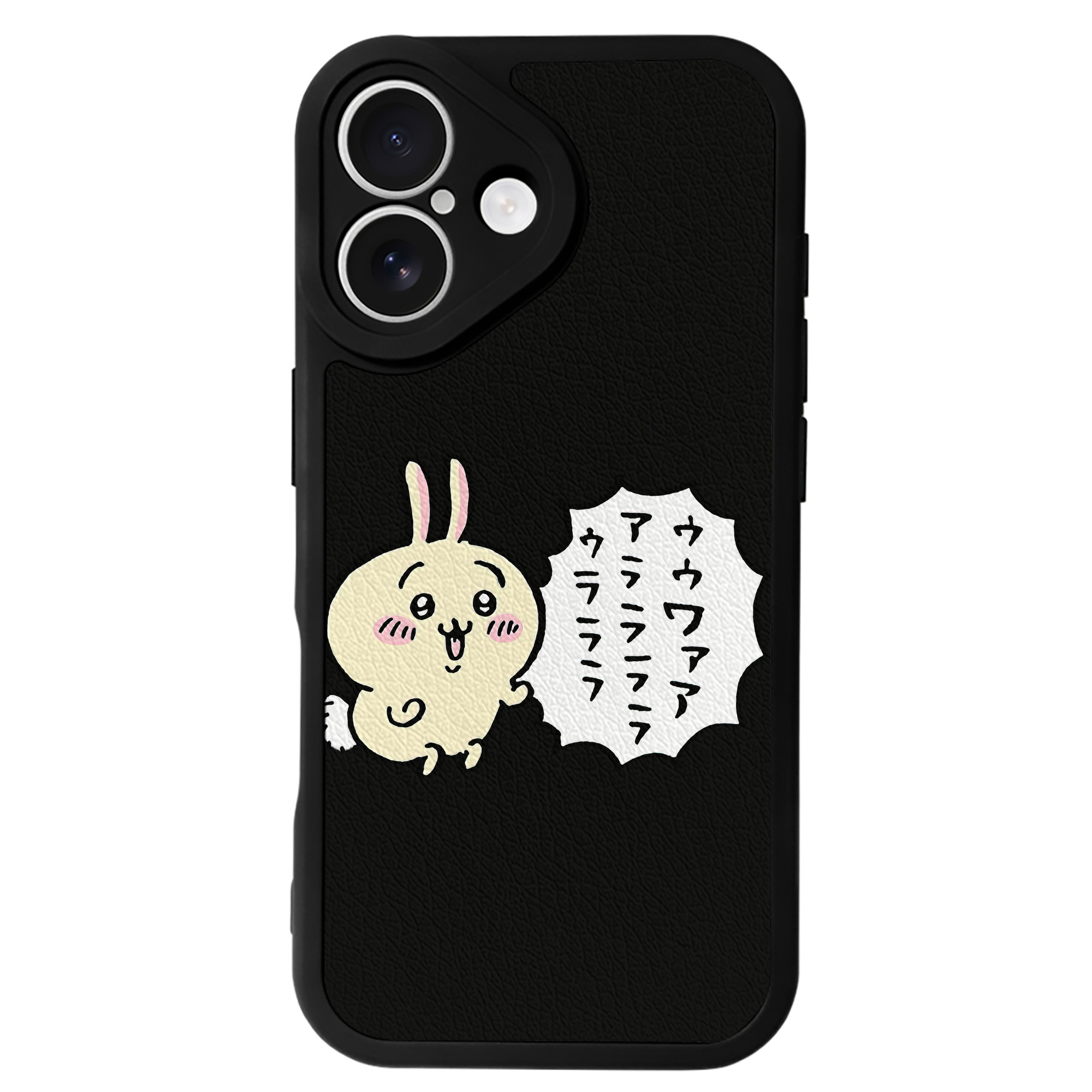 （画像用） ちいかわ うさぎ Chii-kawa usagi 【iPhone 16シリーズ対応】シリコンスマホケース（レザー調） 材質：シリコン